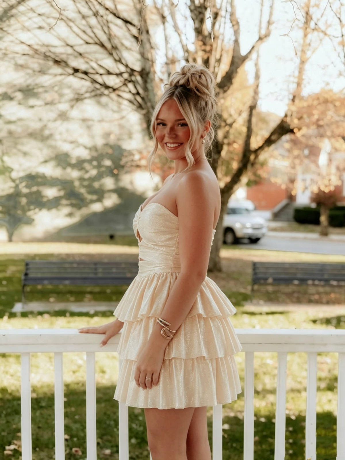 Cute Prom Night Party Outfit A line Sweetheart Gold Hoco dress inspo Short Homecoming Dresses RB6058