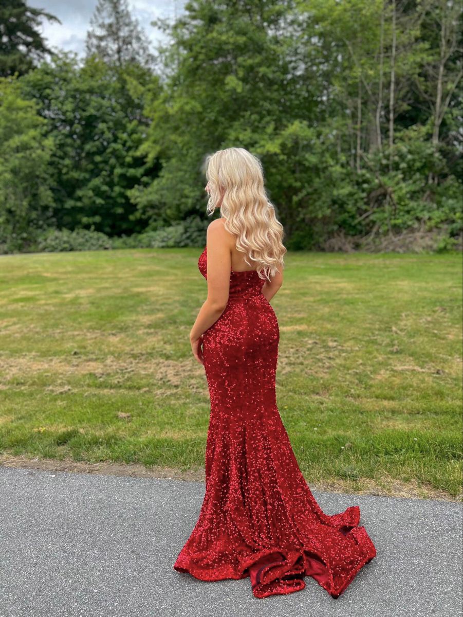 Long Classy Prom Gown Mermaid Sweetheart Red Sequins Long Prom Dress Inspiration Party Senior Dance Prom Dresses RB1256
