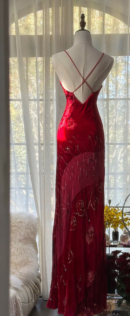 Elegant Mermaid Spaghetti Straps Burgundy Chiffon With Appliques Long Formal Fancy Prom Evening Dress Dinner Outfits Classy Party Gowns AB2032