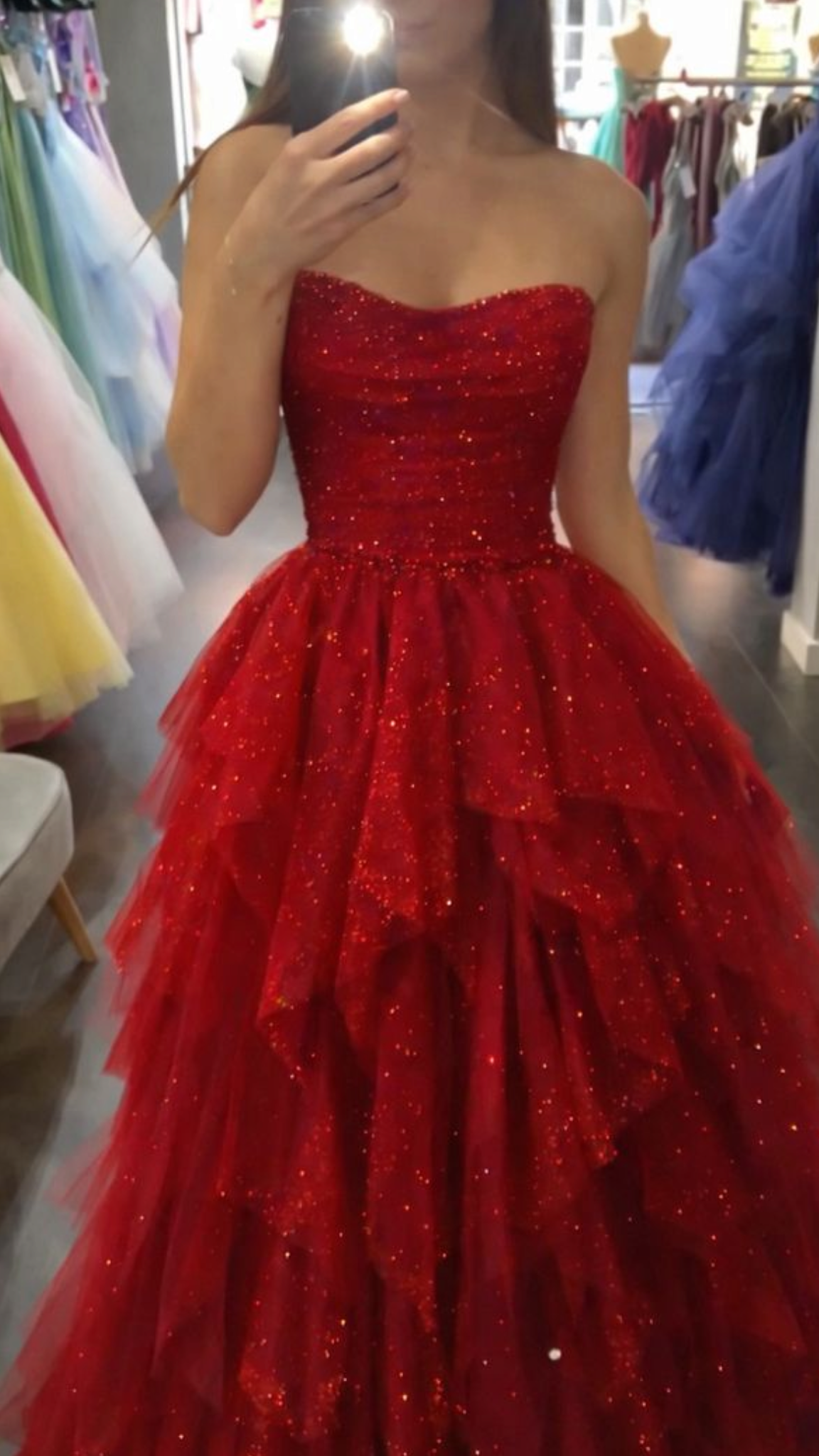 New Women’s Prom Dress Ball Gown Sweetheart Red Tulle vestido de 15 Elegant Formal Graduation Party Gown RB9539