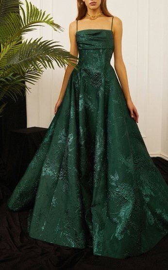 Elegant Prom Dress A-Line Spaghetti Strap Dark Green Satin Sleeveless Evening Dress Backless Formal Party Gowns AB442