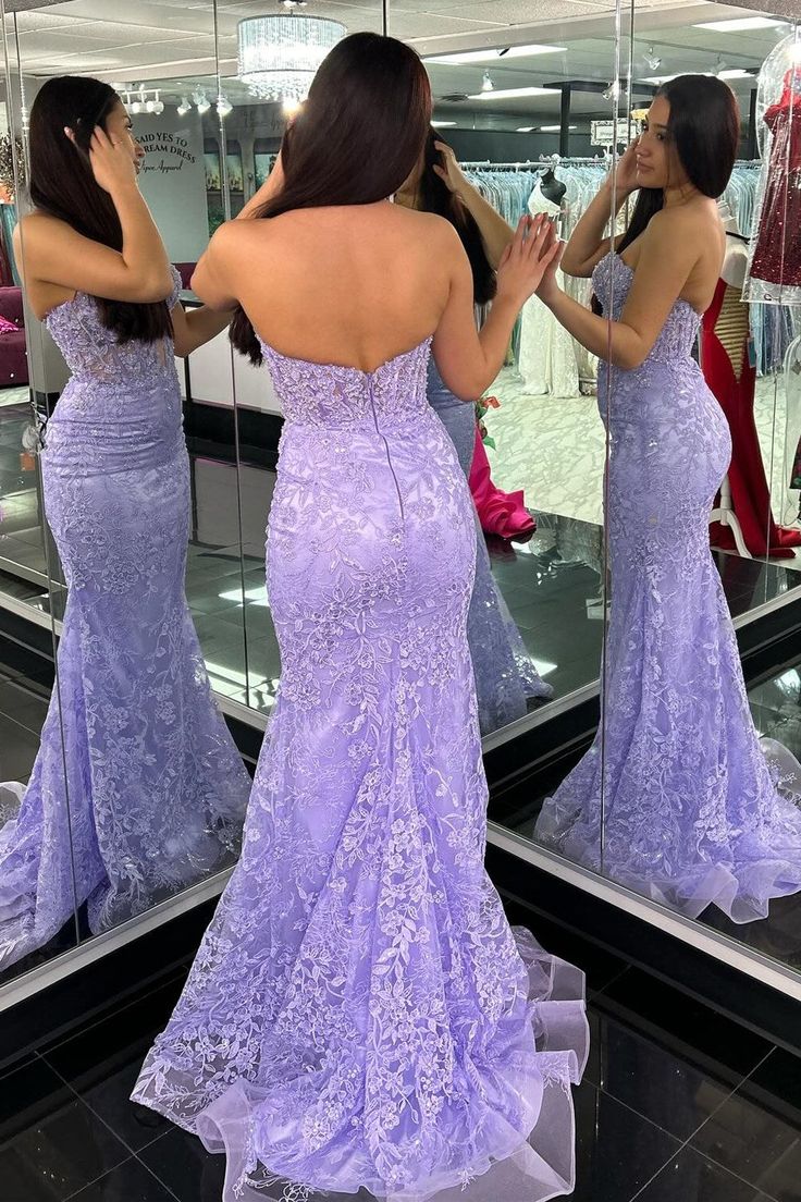 Lace Appliques Sweetheart Keyhole Trumpet Long Prom Dress Formal Gowns Inspo Evening Outfit N248