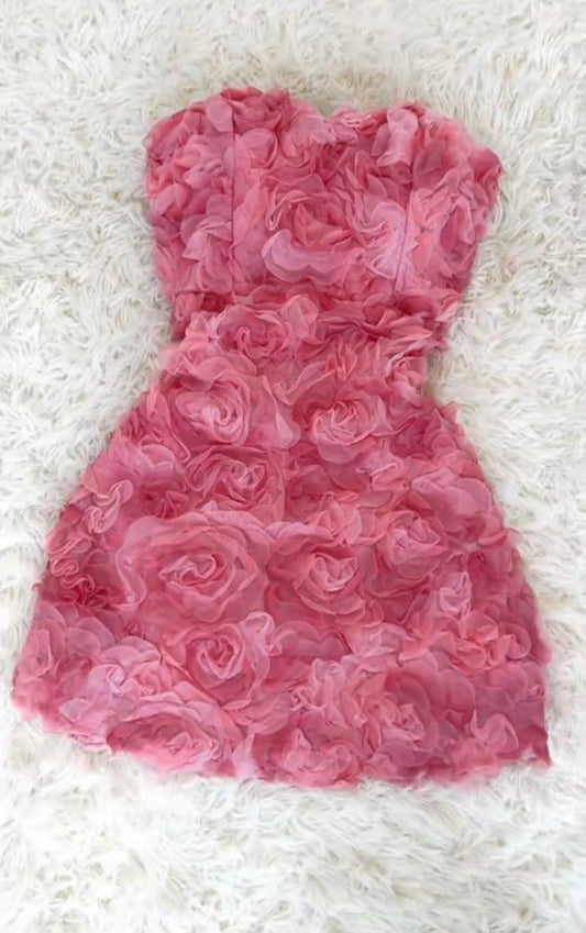 Cute A Line Strapless Floral Pink Mini Homecoming Dresses High Shool Grad Hoco Outfits RB4607