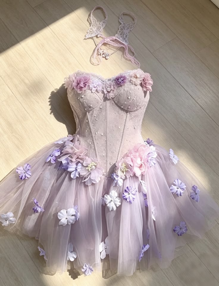 Pretty Ball Gown Sweetheart Lilac Tulle With 3d Flowers Mini Homecoming Dresses High Shool Grad Hoco Outfits RB4608