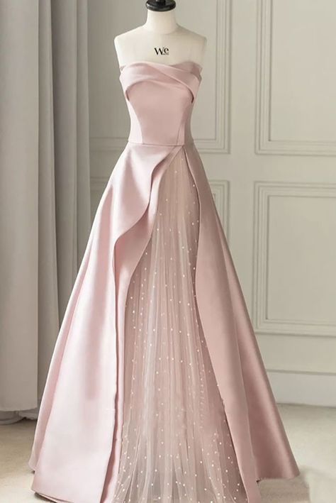 Charming A line Strapless Black Satin Pink Tulle Prom Dresses Vestidos De Dia AB536