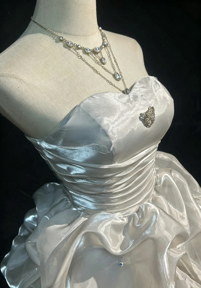 Glam Ball Gown Sweetheart White Party Dress Cocktail Gown Homecoming Dresses N3812