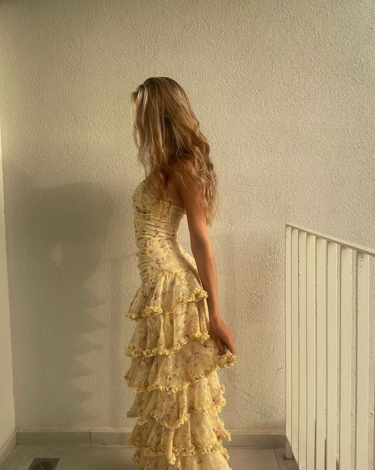 Sexy Mermaid Strapless Floral Yellow Prom Dresses Long Party Dress 21st Birthday Outfits Graduation Dress RB969