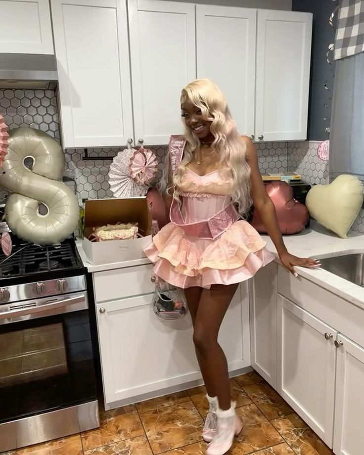 Cute Ball Gown Sweetheart Pink Lace For Black Girls Short 15 birthday outfit ideas black girls Inspo Mini Cocktail Outfits RB3760