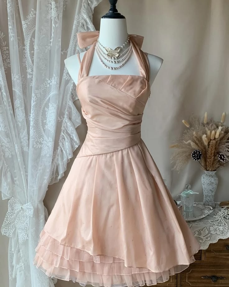 Sexy Short Homecoming Dresses A Line Halter Pink Chiffon Birthday Sweet 16 Dress Ideas Outfits RB7524