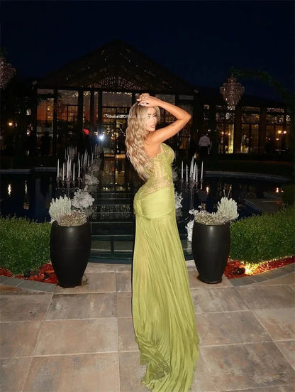 Elegant Mermaid Straps Olive Green Lace Perfection-Formal Goals Nigh Evening Long Prom Dress Party Outfits RB6763