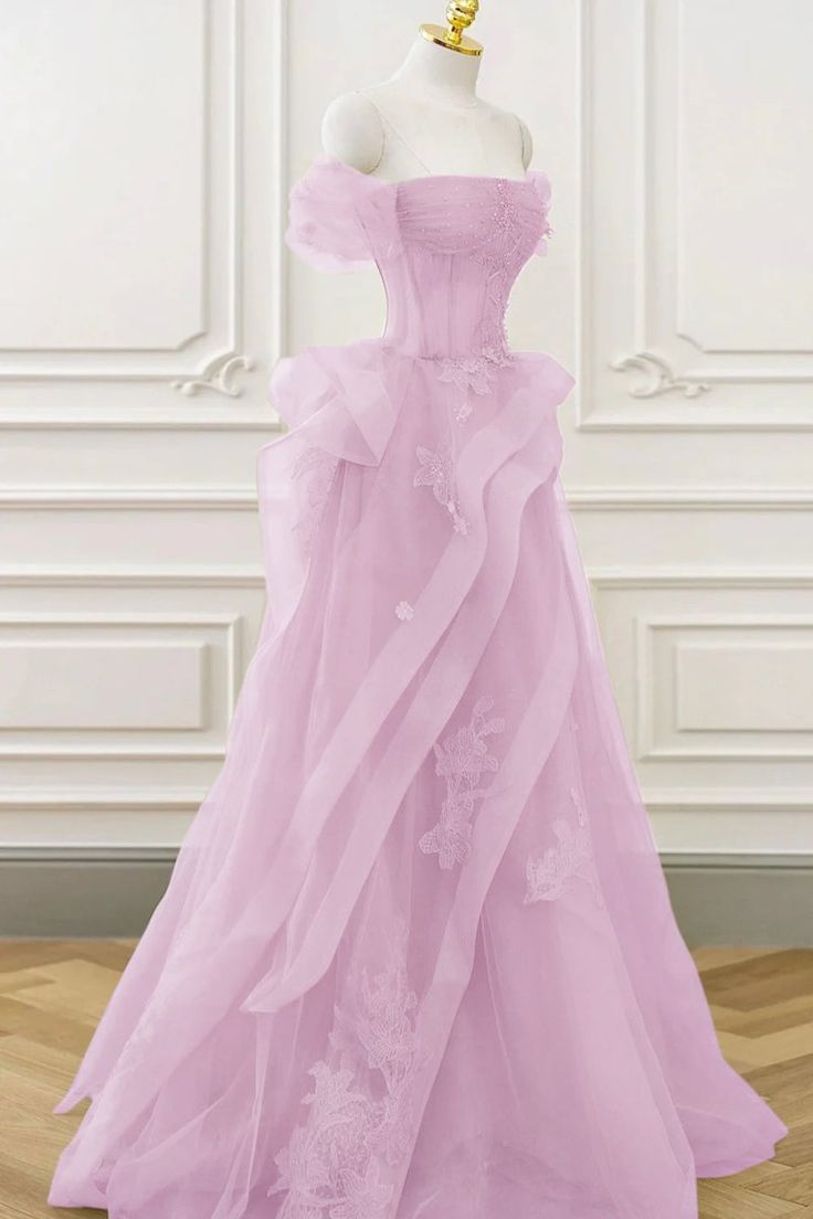 Elegant Sage Green Tulle Lace Prom Dress Off The Shoulder Long Evening Party Dress Prom Gowns AB327