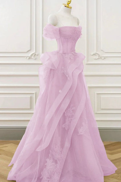 Elegant Sage Green Tulle Lace Prom Dress Off The Shoulder Long Evening Party Dress Prom Gowns AB327