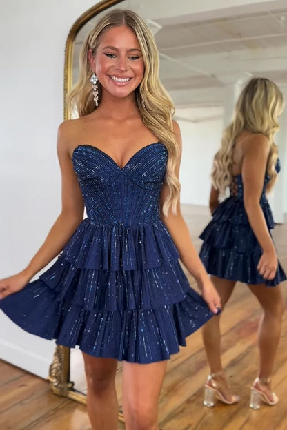 Delicate Sweetheart Sparkle Special Princess Homecoming Dresses with Ruffles RB3204