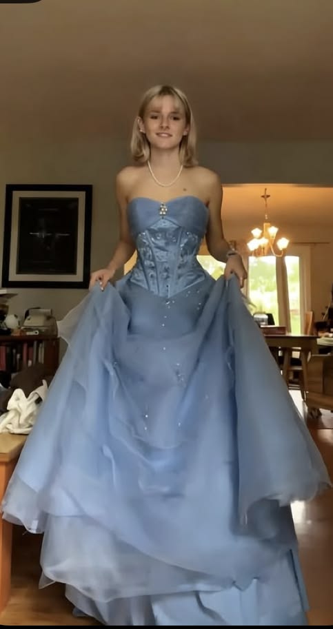 Dreamy A Line Sweetheart Dusty Blue Tulle Perfection-Formal Goals With Beading Long Prom Dress Evening Party Formal Outfits RB6701