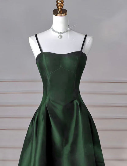 Classy Simple A-Line Dark Blue Satin Long Prom Dress, Dark Blue Long Formal Dress AB136