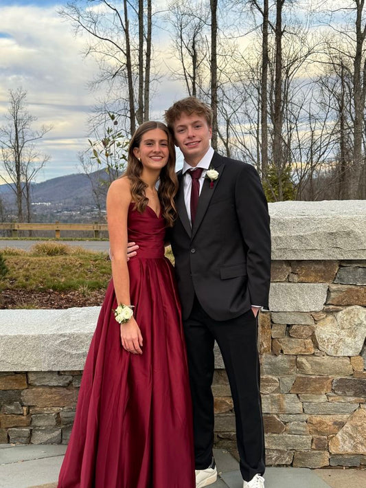 Modest Night Aesthetic A Line Spaghetti Straps Red Satin College Formal Outfit Long Prom Graduation Dresses For Teens N1131
