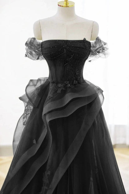 Elegant Sage Green Tulle Lace Prom Dress Off The Shoulder Long Evening Party Dress Prom Gowns AB327