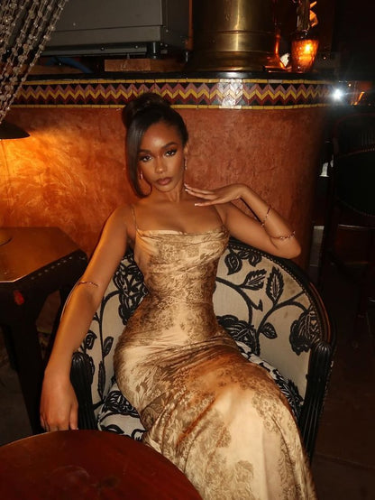Elegant New Arrival Sexy Mermaid Long Gold Evening Dress Prom Graduation Formal Dress N1096