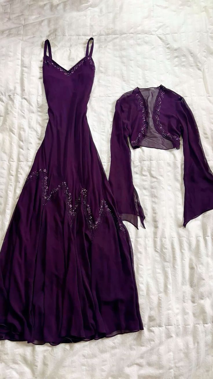 Elegant A line Spaghetti Straps Grape With Jacket Prom Dress Floor Length Evening Party Gown RB9558