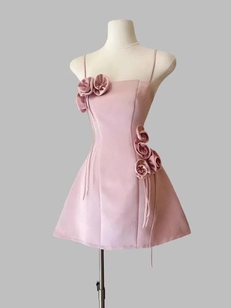 Stylish A line Spaghetti Strap Pink Satin Mini Homecoming Dress Inspo Short Graduation Dresses RB6901