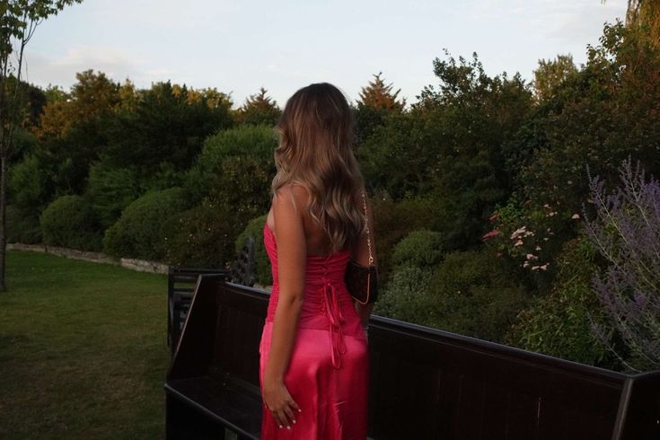 Classic Mermaid Strapless Hot Pink Satin Inspiration Long Wedding Guest Dresses N1666