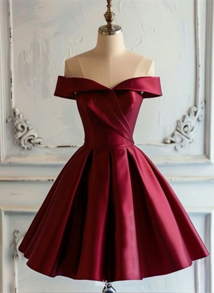 Simple Ball Gown Off The Shoulder Burgundy Homecoming Dresses Short Length Cocktail Hoco Outfits RB4635