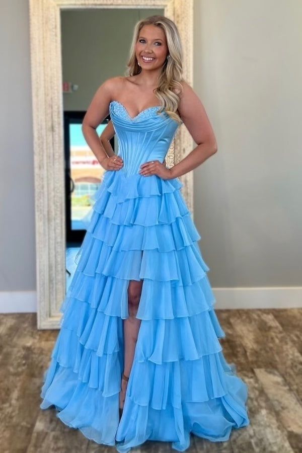 Classy Ball Gown Sweetheart Navy Blue Chiffon Prom Dresses Party Dress 20th Birthday Outfits Graduation Dress RB871