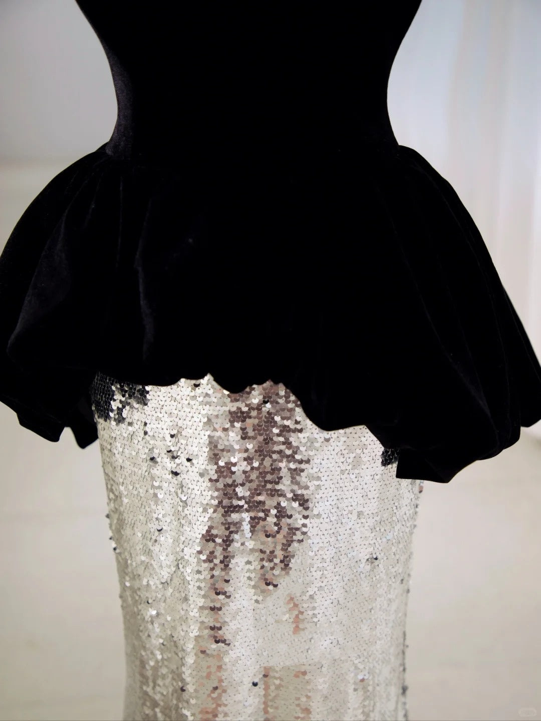 Sexy Mermaid Sweetheart Black Top Silver Sequin Long Prom Dresses Party Dress 19th Birthday Outfits Graduation Gown N2844