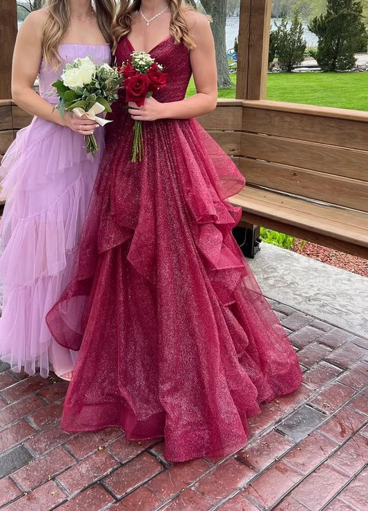 Unique Ball Gown Tulle Prom Dresses Formal Long Evening Party Gowns Vestidos De Dia AB582
