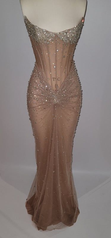 Luxurious Mermaid Crystal Beaded Embroidered Corset Prom Dress 20th Birthday Outfits N876
