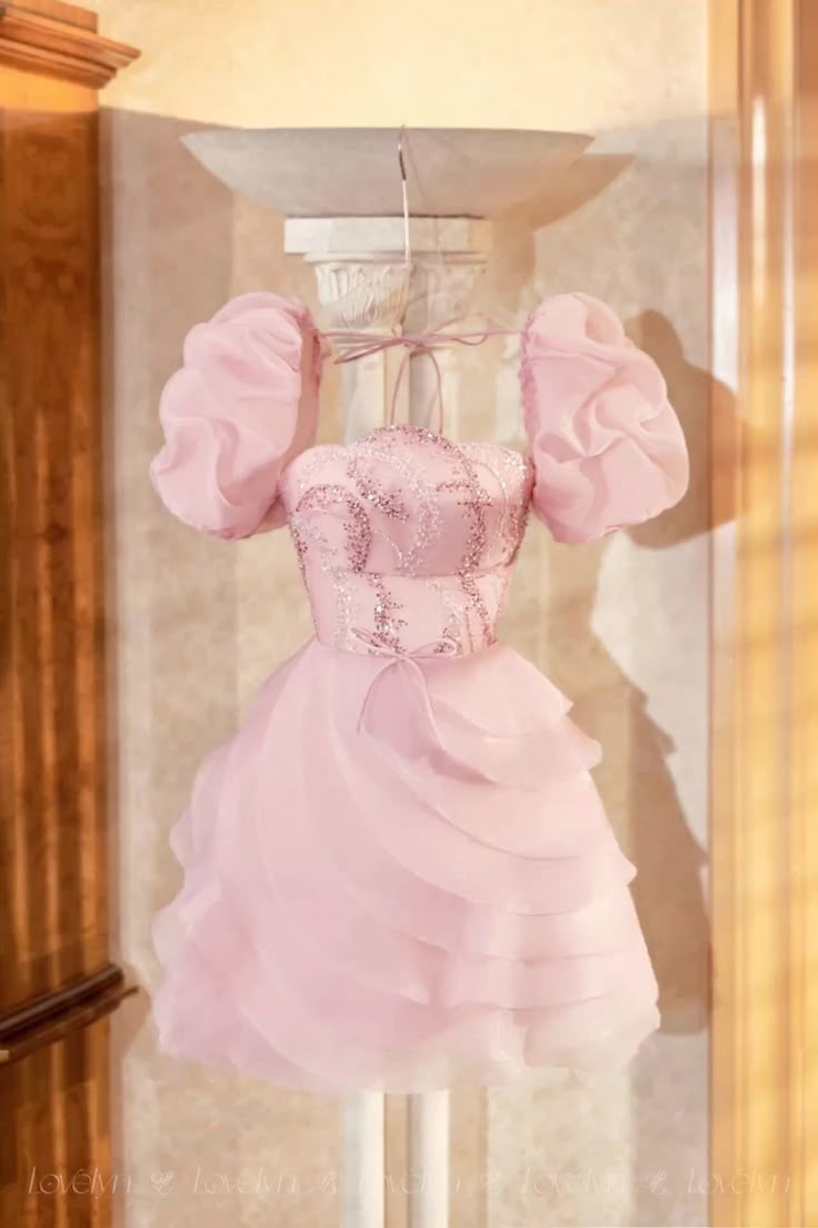 Beautiful Short Homecoming Dresses Ball Gown Strapless Pink Semi Formal Graduation Mini Hoco Outfit RB4651