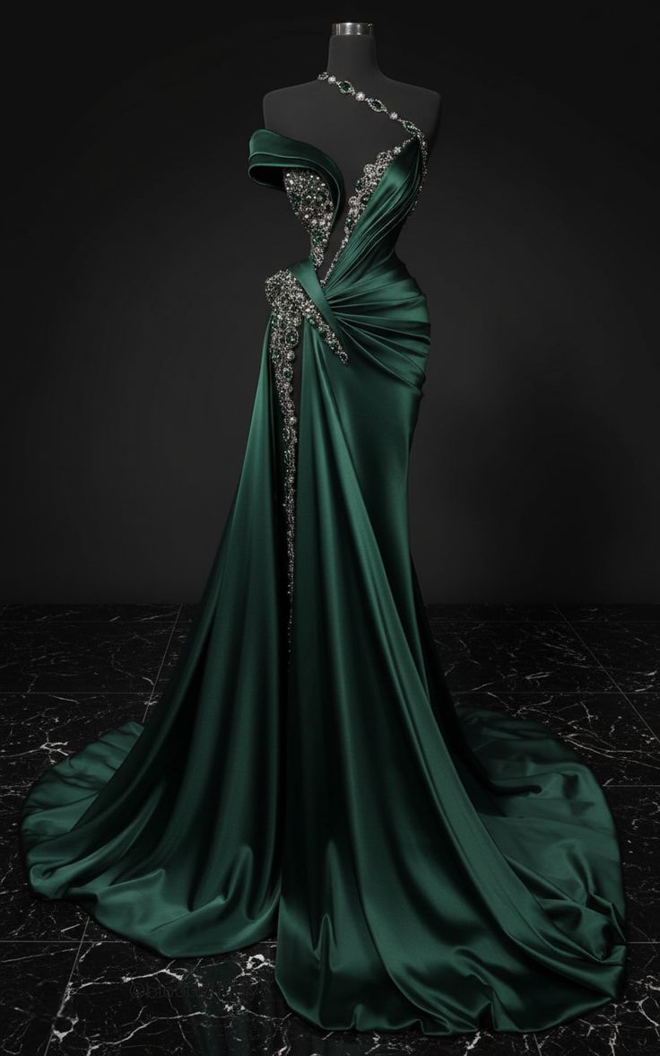 Modest Mermaid Off The Shoulder One Shoulder Dark Green Long Formal Gown Slit Prom Dresses Evening Gowns AB829