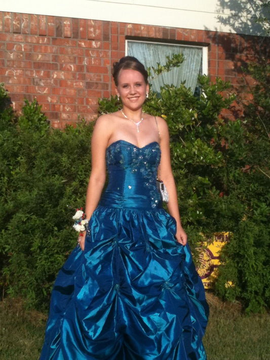 Vintage Ball Gowns Sweethart Navy Blue Organza Long Prom Dresses For Women N4157
