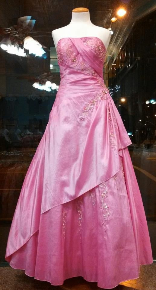 Vintage Ball Gowns Strapless Pink Sleeveless Long Prom Dresses For Women N4160