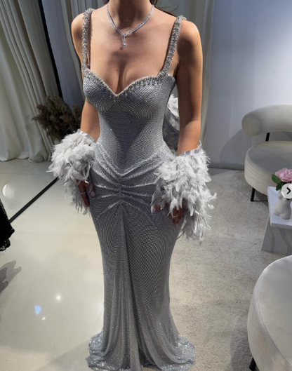 Sexy Mermaid Spaghetti Strap Sequins Navy Blue Long Prom Dresses Party Dress 19th Birthday Outfits Graduation Gown N881