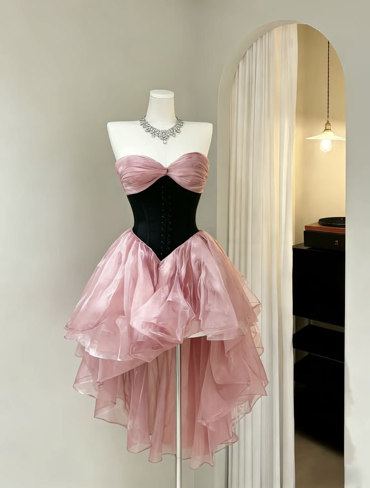 Classic Ball Gown High Low Sweetheart Pink Night Dinner Party Dress 24th Birthday Dresses Hoco Outfit Ideas RB3665