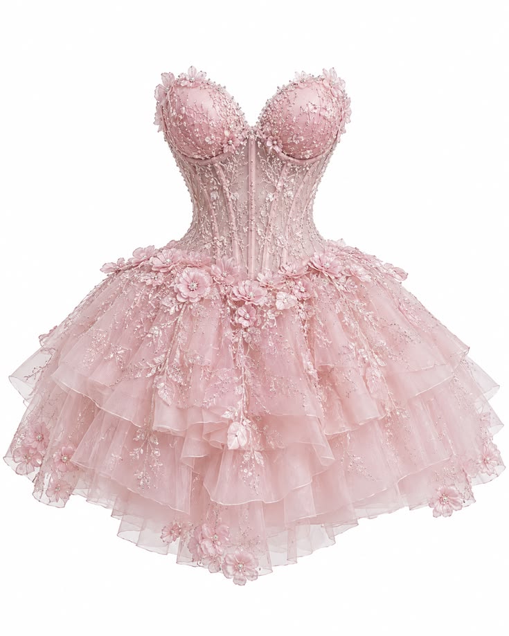 Cute Ball Gown Sweetheart Pink Short With Lace Homecoming Dress Inspo Ideas Mini Party Dresses RB6906