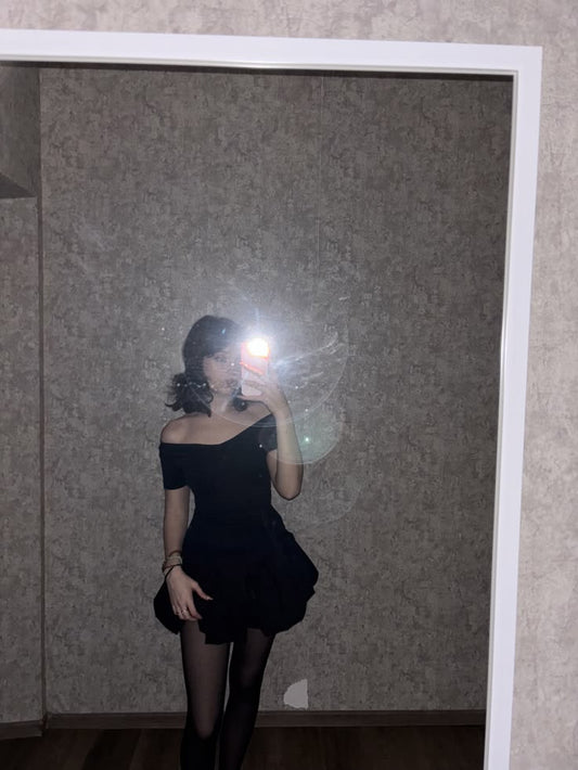 Classic A line Off The Shoulder Little Black Dress Short Grad Hoco Outfit Homecoming Dresses RB4660