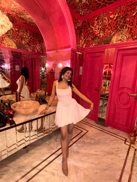 Cute A Line Square Neck White Short 16th Birthday Dress Homecoming Dresses Cocktail Gown RB035