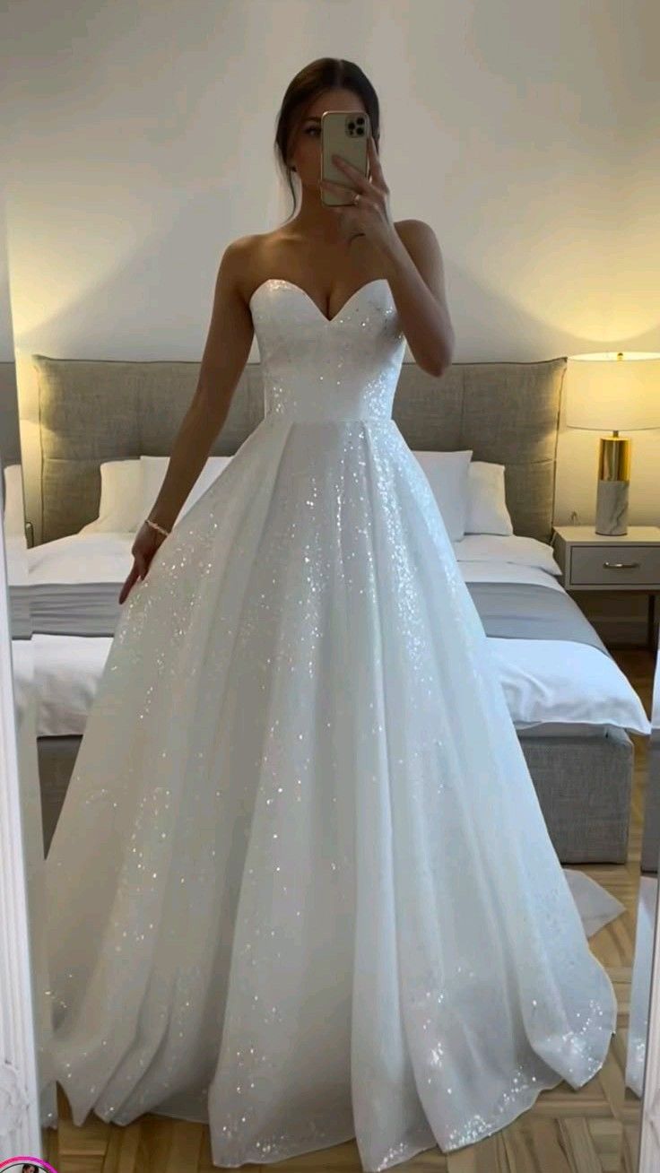 Shinning Ball Gown Sweetheart Fitted Corset Sequin White Wedding Dress Long Bridal Gown Wedding Gowns DH2919