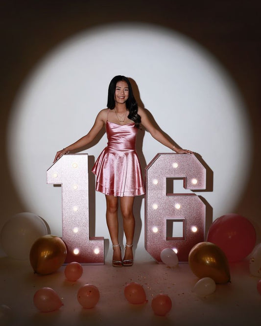 Cute A Line Spaghetti Straps Pink Satin Short Mini 16th Birthday Dress Hoco Dresses N1882