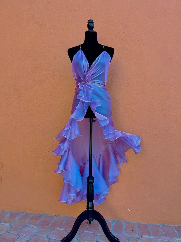 Beautiful High Low Halter Grape Prom Dresses For Teens Formal Dress Party Outfits Prom Gown RB2109