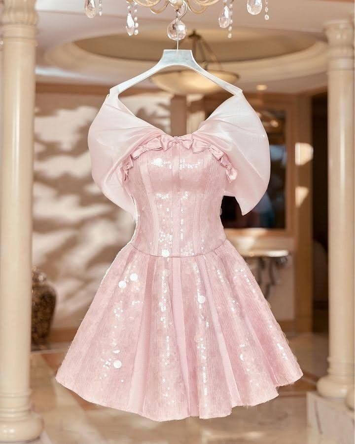 Sparkly A Line Off The Shoulder Pink Sequin Short Homecoming Dress Inspo Ideas Mini Party Dresses RB6913