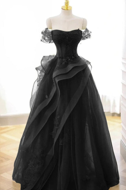 Elegant Sage Green Tulle Lace Prom Dress Off The Shoulder Long Evening Party Dress Prom Gowns AB327