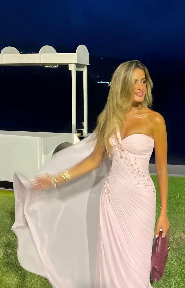 Unique Mermaid One Shoulder Light Pink Chiffon Prom Dresses Long Party Dress 18th Birthday Outfits Prom Gown RB1344