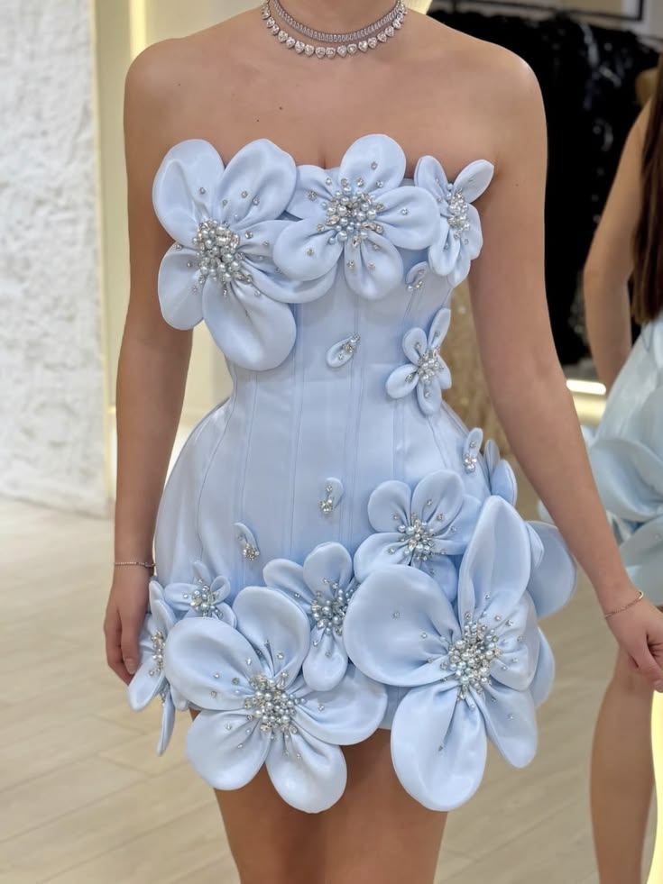 Beautiful Short Homecoming Dresses Sheath Strapless Light Blue Semi Formal Graduation Hoco Outfit RB4664