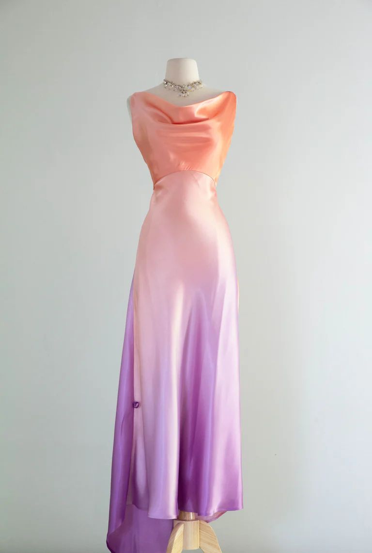 Modest Sheath Gradient Colors Satin Sleeveless Long Prom Dresses For Women N4170