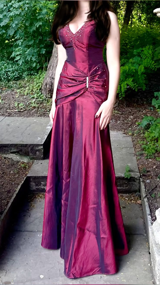 Vintage Prom Dresses Mermaid Halter Satin Burgundy For Teens Gilrs Women Long Formal Dress RC1369