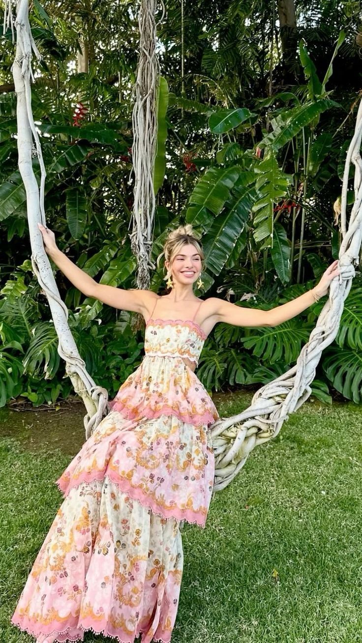 Elegant Spaghetti Straps Floral Print Ruffles Long Prom Dress Party Gowns AB484