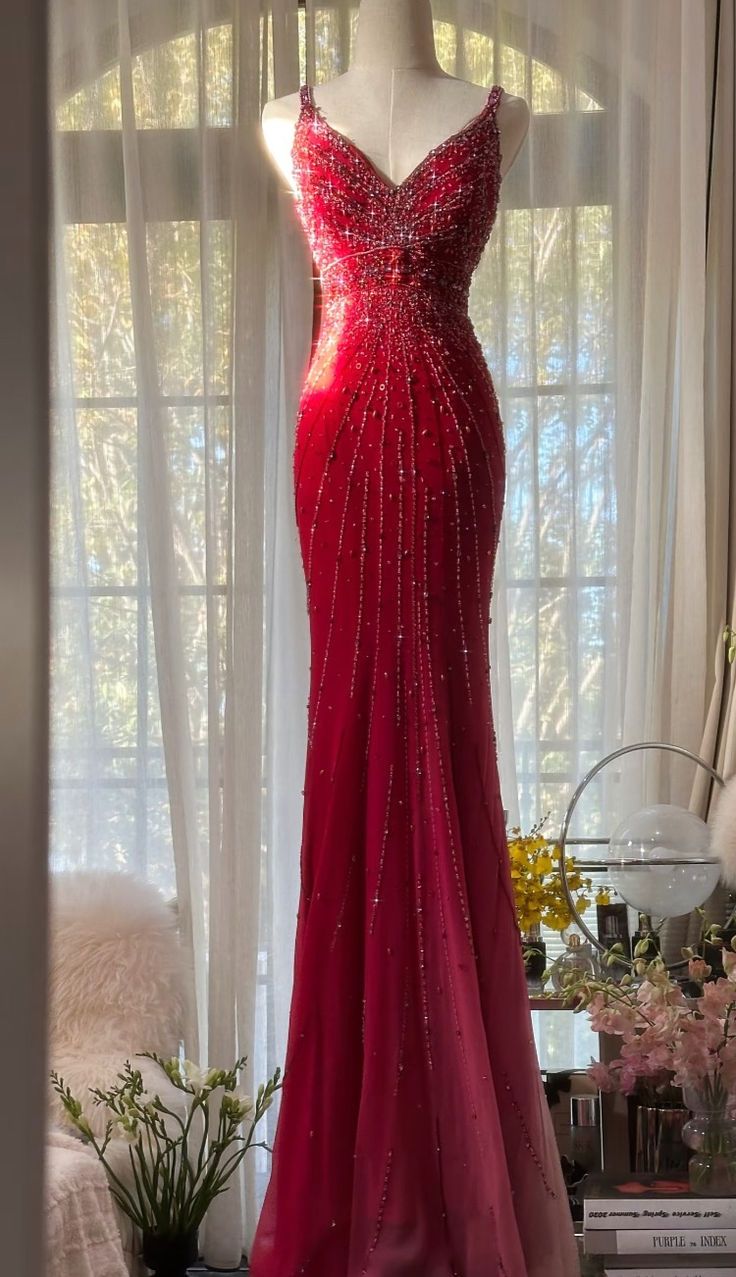 Modest Mermaid V Neck Chiffon Ombre Pink With Beads For Women Party Dress Long Formal Prom Dresses 22th Birthday Outfits AB1414